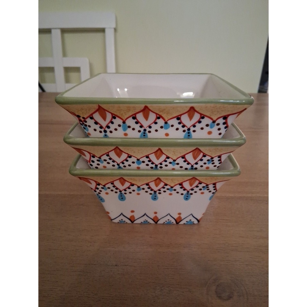3 Vida Eva Mendes for España Catalina Hand Painted Square Bowls - Picture 5 of 7